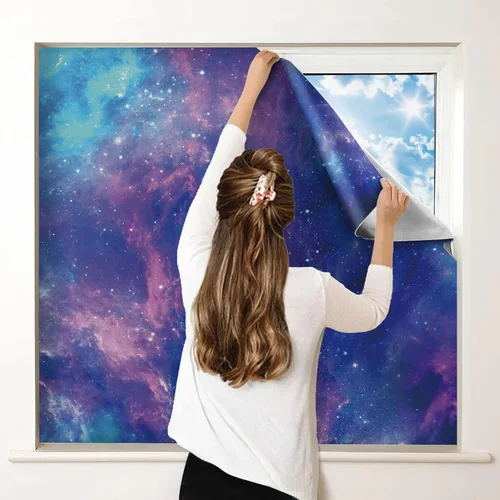 Vista 8 de Cortinas 100% opacas para dormitorio, persianas portátiles de bricolaje, sin taladro, persianas opacas con calcomanías y pestañas para viajes