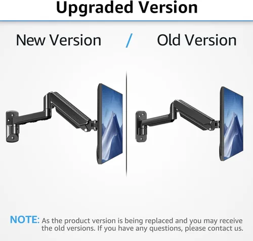 Vista 9 de MOUNTUP Soporte de pared para monitor único para pantalla de computadora de 32 pulgadas de máximo, brazo de monitor totalmente ajustable, soporte