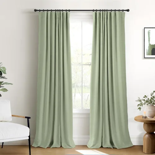 Vista 43 de INOVADAY Cortinas térmicas para puerta corredera 100% opacas para dormitorio, cortinas de puerta corrediza de vidrio extra anchas para patio, lino