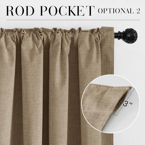 Vista 6 de RYB HOME Cortinas cortas 100% opacas de arpillera, 52 pulgadas de ancho, 45 pulgadas de largo, bloqueo de luz y aislamiento térmico para cocina