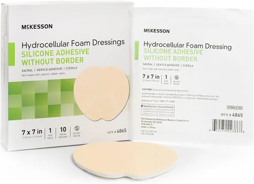Vista 6 de McKesson Apósito de espuma hidrocelular, estéril, adhesivo de silicona sin borde, 7 pulg. x 7 in., 10 unidades, 1 paquete