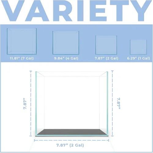 Vista 5 de Aqua Worx Tanque sin borde de cubo de vidrio transparente de 2 galones, acuario que ahorra espacio, 7.87 x 7.87 x 7.87 pulgadas