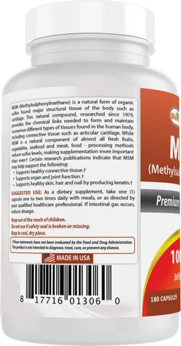 Vista 7 de Best Naturals MSM 1000 mg 180 Cápsulas