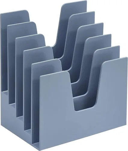 Acrimet Organizador clasificador de archivos inclinados de 5 secciones, correo, carpeta, organizador de escritorio de cartas, estante para