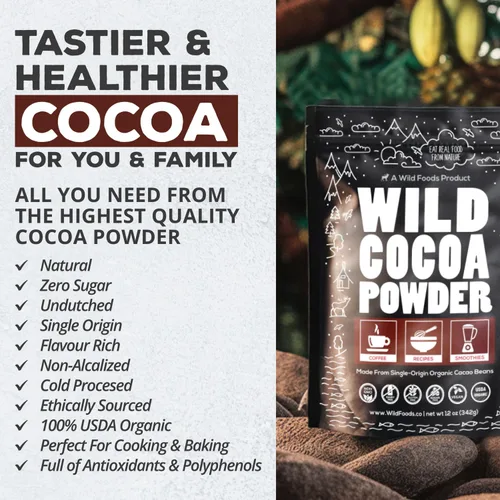 Vista 4 de Cacao orgánico crudo en polvo, hecho a mano, de origen único, comercio justo, cacao no alcalinado de Perú (24 onzas)