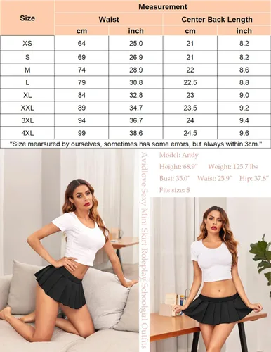 Vista 6 de Avidlove - Minifalda plisada sensual para mujer, lencería de colegiala con volantes