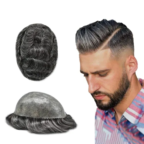 Vista 16 de Tupé para hombre 100% cabello humano europeo Toupee Invisible Poly Coating Unidad de cabello para hombres Sistema de cabello PAPY-J para pérdida