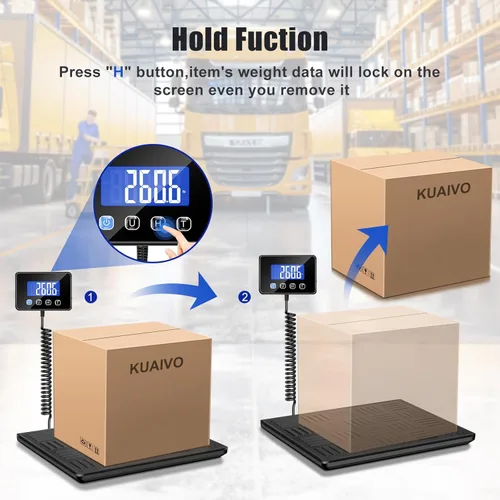 Vista 5 de KUAIVO Báscula de envío, báscula digital para equipaje de servicio pesado de 660 libras para paquetes, báscula postal de alta precisión de 0.35