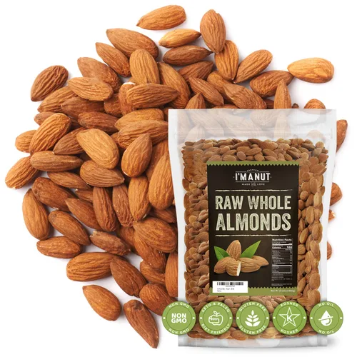 Vista 10 de Almendras tostadas secas sin sal, 16 onzas (1 libra), probadas por lotes, sin gluten y sin maní, sin aceite, enteras, sin PPO, sin OMG, sin