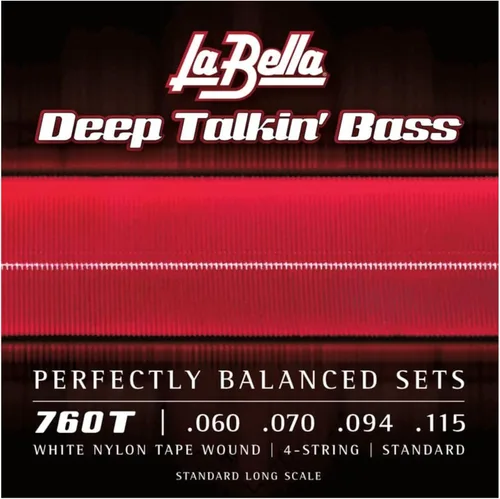 La Bella 760T Deep Talkin Latón Blanco Cinta de Nylon Herida 4- Cadena Estándar Larga Escala 60-115