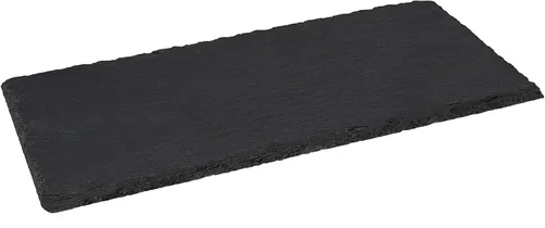Vista 5 de PINGEUI 8 platos rectangulares de pizarra negra de 9 x 6 pulgadas con borde natural, bandeja de queso de pizarra moderna, tabla de cortar