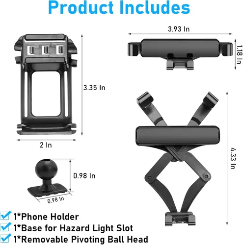 Vista 8 de Compatible con soporte para teléfono Honda Civic 2016-2021, ranura de luz de peligro de montaje, para soporte de teléfono Civic Air Vent de 10ª