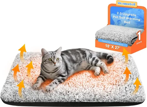 Vista 8 de WanpeeGoo Cama para gatos autocalentable, cama para gatos con calefacción, almohadilla térmica de lámina de aluminio de doble capa 2.0 mejorada