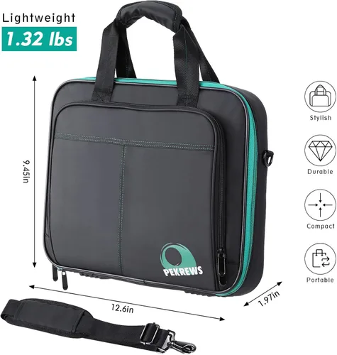 Vista 6 de PEKREWS Pool Ball Case, Padded Billiard Carrying Bag Travel Storage Box with Handle and Shoulder Strap, Pool Ball Holder for 17 or 12 Billiards