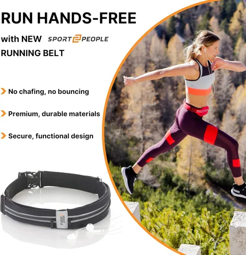 Vista 2 de Cinturón de correr para mujeres y hombres, soporte impermeable para teléfono para correr, riñonera reflectante de 2 bolsillos para almacenar