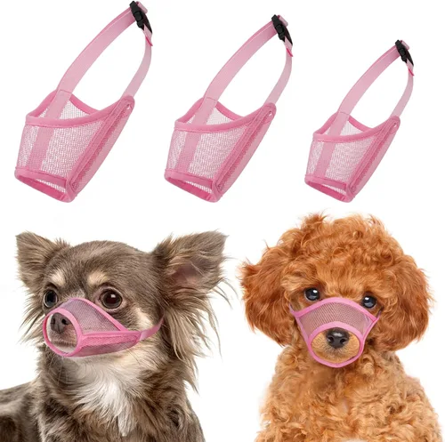 Vista 12 de LUCKYPAW Bozal para perros pequeños, medianos y grandes, bozal de malla antimordeduras, juego de cubierta bucal transpirable con correa ajustable