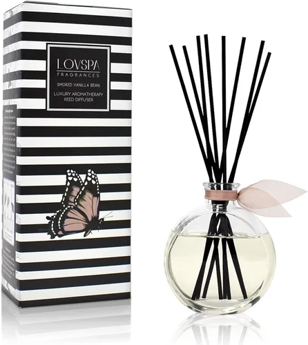 Vista 53 de LOVSPA - Set de difusor de junco, difusor de aceite con fragancia de grosella roja festiva y madera con varillas, accesorios de fragancia