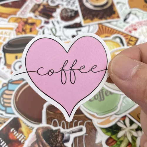 Vista 5 de AOWDIAO 50 piezas de calcomanías de café - paquete de calcomanías de vinilo para botellas de café para regalos y fiestas