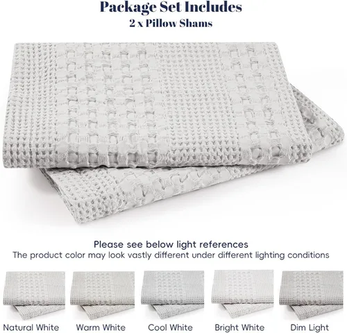 Vista 31 de PHF - Fundas de almohada 100% algodón con tejido gofre europeo, 26 x 26 pulgadas, 2 unidades para decoración elegante del hogar, para cama, sin