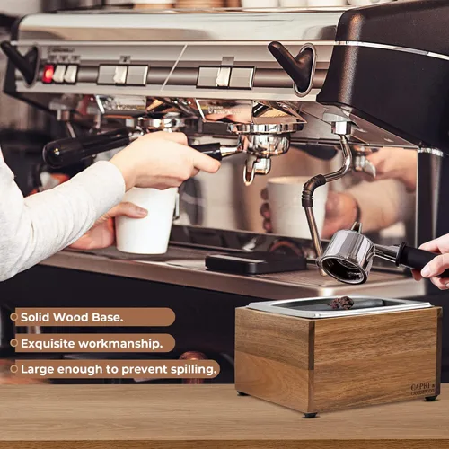 Vista 6 de Knock Box Caja de golpe de espresso de gran capacidad Caja de golpeo de base antideslizante Espresso Caja de café Caja de golpeo espresso