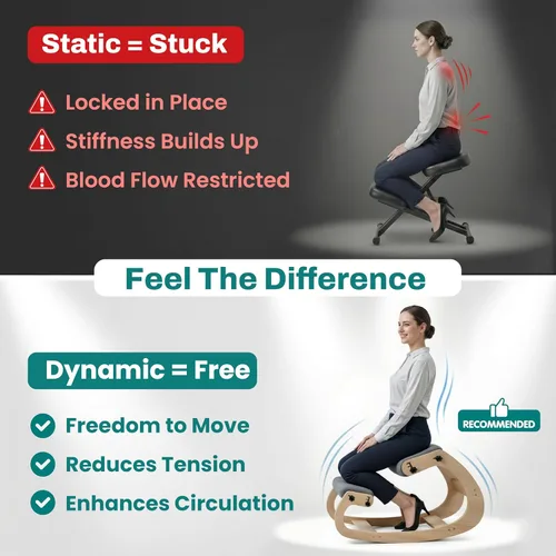 Vista 8 de NYPOT Silla ergonómica de rodillas con asientos ajustables, silla de rodilla para corrección de postura y taburete mecedora para escritorio - Alivio