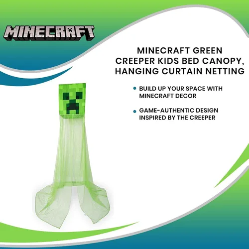 Vista 7 de Minecraft Green Creeper - Cortinas de techo para cama de niños, mosquitera colgante, accesorios de sala de juegos, funda para guardería, cuna