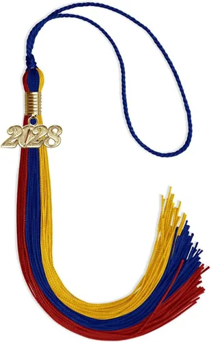 Vista 40 de Endea - Borla de graduación de triple color con gota de fecha dorada (negro/dorado/granate, 2020)