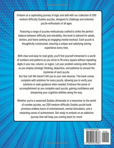 Vista 2 de Sudoku 200 Medium Difficulty Puzzles for Adults, Teens, and Seniors