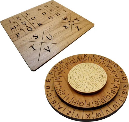 Paquete de accesorios para sala de escape: disco decodificador de cifrado Pigpen y Laberinto