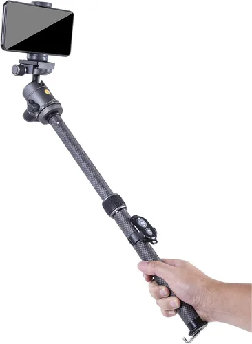 Vista 3 de Vanguard VEO3GO235CB - Trípode compacto de fibra de carbono con cabeza de bola, opción monopié, soporte para teléfono inteligente y control remoto