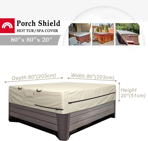Vista 2 de Porch Shield Cubierta impermeable y resistente al desvanecimiento de 600D para bañera de hidromasaje de exterior 80 x 80 pulgadas, protector de SPA
