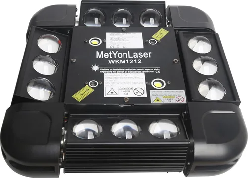 Vista 5 de Luz láser de cabeza móvil, luces láser DJ 12LEDs 150W RGBW Beam Light,Control DMX con 16CH/64CH y sonido activado para fiesta