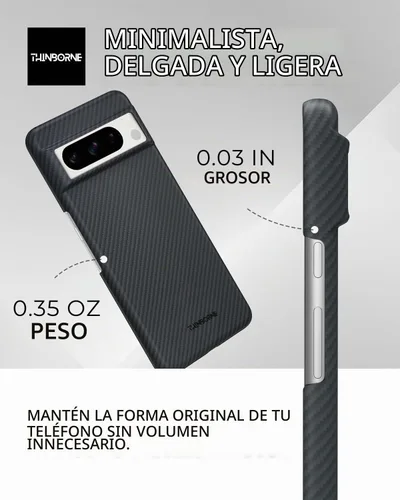 Vista 2 de Thinborne - Funda superfina para Google Pixel 8 Pro, fibra de aramida 600D más fina, se siente como si no hubiera funda, estilo minimalista