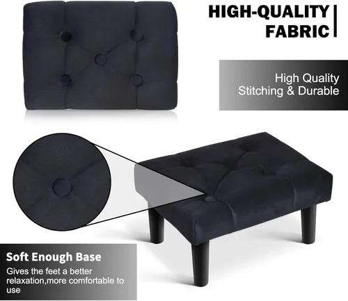 Vista 118 de HOUCHICS Taburete acolchado de piel, pequeño reposapiés otomano con patas de madera, moderno reposo rectangular para sala de estar, sofá, escritorio
