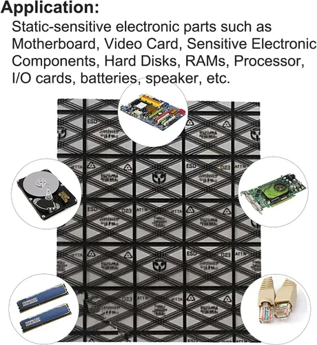 Vista 5 de Bolsas antiestáticas 10 unids 16 X 24 pulgadas ESD blindaje bolsas con etiquetas antiestáticas para disco duro SSD HDD placa base tarjeta de video