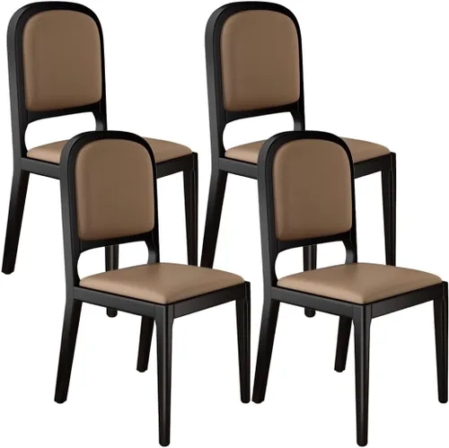 Vista 13 de YVYKFZD Solid Wood Dining Chairs, Armless Kitchen Chairs Set, Leather Upholstered Dining Room Chair, Minimalist Living Room Chair, for Offices