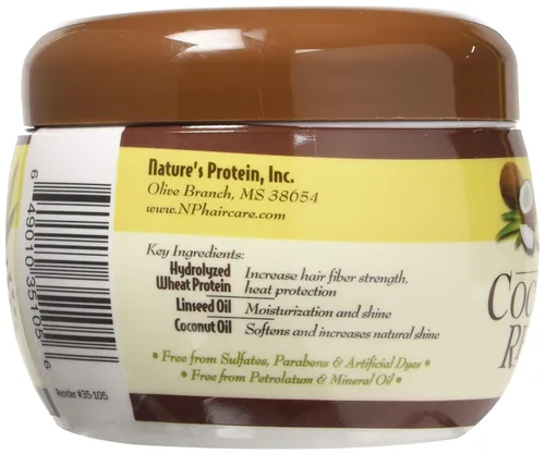 Vista 2 de NATURE'S PROTEIN Coconut Restore - Máscara de reparación intensiva de queratina de 8 onzas, 8 onzas