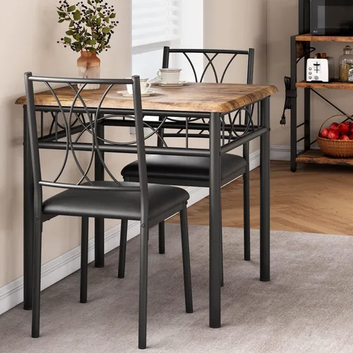 Vista 35 de Amyove Mesa de cocina y sillas para 4, juego de mesa de comedor para 4 personas con sillas tapizadas, juego de mesa de cocina rectangular de metal