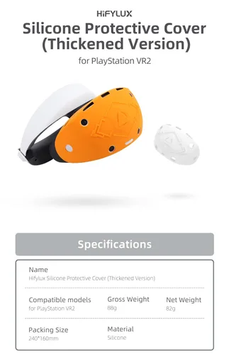 Vista 6 de Protective Cover for PSVR2 Headset, Thickened Silicone Protector Cover for Playstation VR2 PS5 Accessories (Orange)