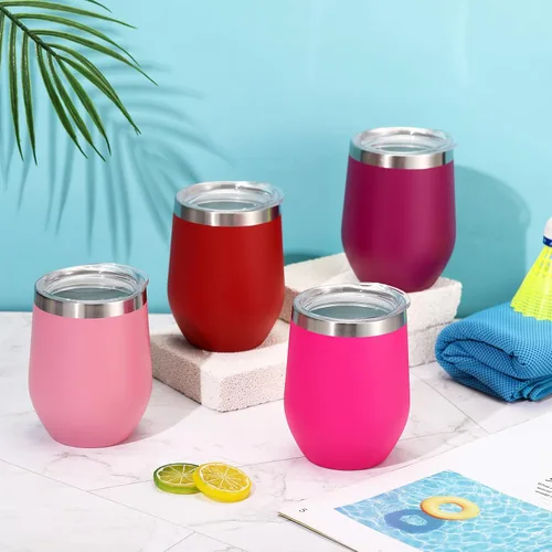 Vista 6 de Baderke - Vaso de vino aislado de 12 onzas con tapa, rosa degradado, 16 Gradiente Rosa