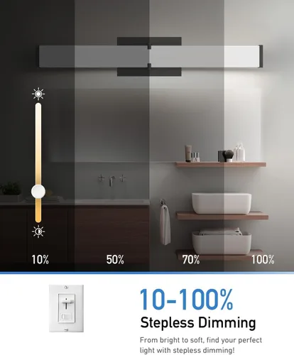 Vista 4 de Moderna lámpara de baño sobre espejo de 16 pulgadas (15.75 pulgadas), 20 W, 2000 lúmenes, luz de tocador de baño regulable, barra de luz LED
