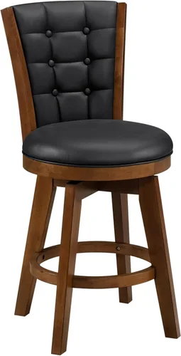 Vista 3 de Set of 2 Counter Height Swivel Dining Chairs with Tufted Fabric Upholstered Solid Wood Frame for Kitchen Table Seating Room Sets,Chestnut
