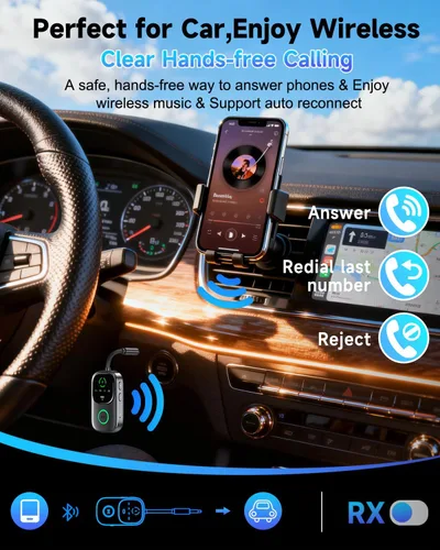 Vista 6 de LED Display 2 in 1 Bluetooth 6.0 Transmitter Receiver 3.5mm AUX Jack RCA Wireless Audio Adapter Dongle for Airpods Headphones TV Airplane Flight Car