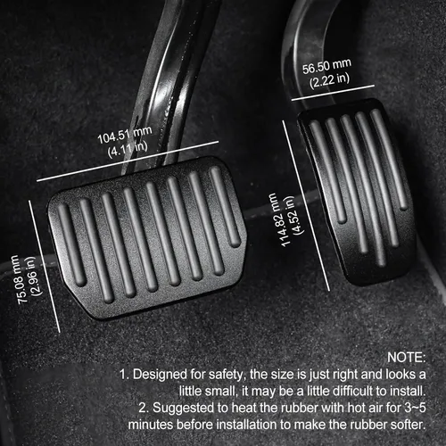 Vista 4 de Juego de almohadillas de pedal negras para Tesla Model 3 Model Y 2016-2026, accesorios de cubiertas antideslizantes para pedales, almohadillas