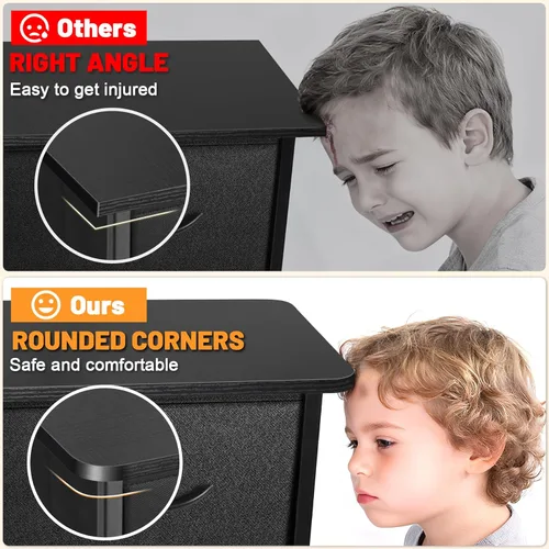 Vista 2 de Sonharlar Cómoda de perfil curvado para dormitorio, cómoda de 4 cajones de tela con parte superior de madera impermeable, cajonera para pasillo