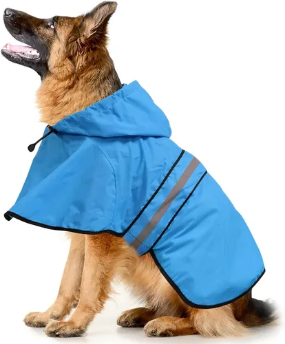 Vista 16 de Impermeables Reflectantes Impermeables para Perros - Chaqueta de Lluvia Ajustable para Cachorros, Chubasqueros Ligeros con Capucha para Perros