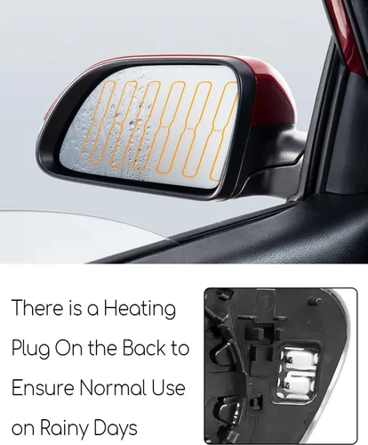 Vista 4 de Espejo lateral azul antirreflejos para Tesla Model 3 2017-2023, espejo lateral de desempañamiento térmico de gran angular con placa trasera, 1 par