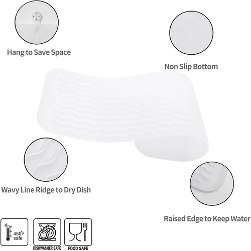 Vista 80 de MicoYang Alfombrilla de Silicona para Secar Platos de Múltiples Usos, Fácil de Limpiar, Ecológica, Alfombrilla de Silicona Resistente al Calor