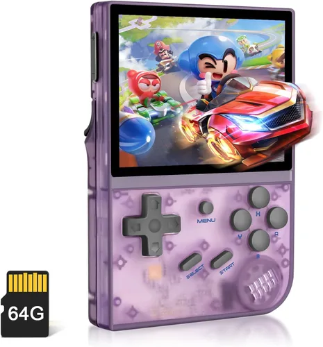 RG35XX - Consola de juegos de mano retro con pantalla IPS de 3.5 pulgadas, tarjeta TF 64G 5474 juegos clásicos, batería de 2100 mAh, compatible con