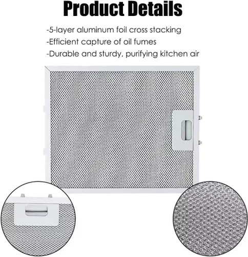 Vista 4 de ANBOO 2 filtros de grasa W10169961A – Malla de aluminio de 5 capas – 10.5 x 12 pulgadas – Compatible con Whirlpool, Ikea, Kitchen Aid, Jenn Air